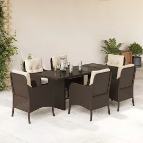 7-piece garden dining set with brown synthetic rattan cushions by , Garden sets - Ref: Foro24-3211882, Price: 732,64 €, Disco...