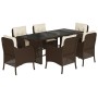 7-piece garden dining set with brown synthetic rattan cushions by , Garden sets - Ref: Foro24-3211882, Price: 746,05 €, Disco...