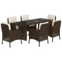 7-piece garden dining set with brown synthetic rattan cushions by , Garden sets - Ref: Foro24-3211882, Price: 732,64 €, Disco...
