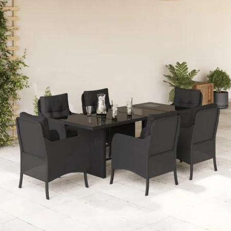 7-piece garden dining set and black synthetic rattan cushions by , Garden sets - Ref: Foro24-3211880, Price: 709,81 €, Discou...