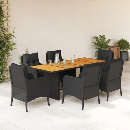 7-piece garden dining set and black synthetic rattan cushions by , Garden sets - Ref: Foro24-3211896, Price: 742,98 €, Discou...