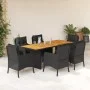 7-piece garden dining set and black synthetic rattan cushions by , Garden sets - Ref: Foro24-3211896, Price: 742,98 €, Discou...