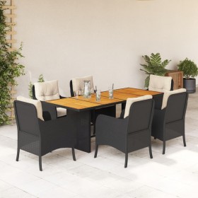 7-piece garden dining set and black synthetic rattan cushions by , Garden sets - Ref: Foro24-3211894, Price: 744,37 €, Discou...