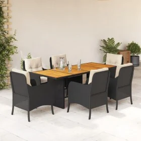7-piece garden dining set and black synthetic rattan cushions by , Garden sets - Ref: Foro24-3211894, Price: 750,53 €, Discou...