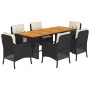 7-teiliges Garten-Essset und schwarze Kissen aus synthetischem Rattan von , Gartensets - Ref: Foro24-3211894, Preis: 744,37 €...