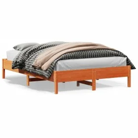Estructura de cama madera maciza pino marrón cera 120x200 cm de , Camas y somieres - Ref: Foro24-842705, Precio: 102,45 €, De...