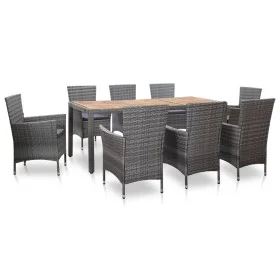 Garten-Essgruppe 9-teilig und graue synthetische Rattankissen von vidaXL, Gartensets - Ref: Foro24-46020, Preis: 881,70 €, Ra...