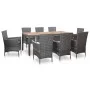 Set de comedor de jardín 9 pzas y cojines ratán sintético gris de vidaXL, Conjuntos de jardín - Ref: Foro24-46020, Precio: 87...