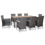 Set de comedor de jardín 9 pzas y cojines ratán sintético gris de vidaXL, Conjuntos de jardín - Ref: Foro24-46020, Precio: 89...