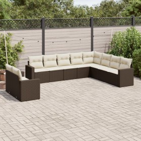 10-piece garden sofa set and brown synthetic rattan cushions by , Garden sets - Ref: Foro24-3219163, Price: 655,97 €, Discoun...