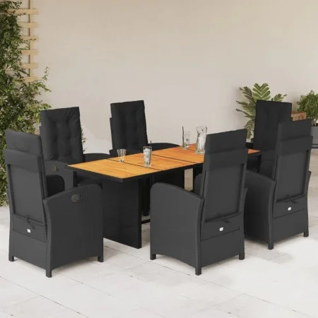 7-piece garden dining set and black synthetic rattan cushions by , Garden sets - Ref: Foro24-3212504, Price: 944,53 €, Discou...