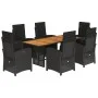 7-piece garden dining set and black synthetic rattan cushions by , Garden sets - Ref: Foro24-3212504, Price: 944,53 €, Discou...