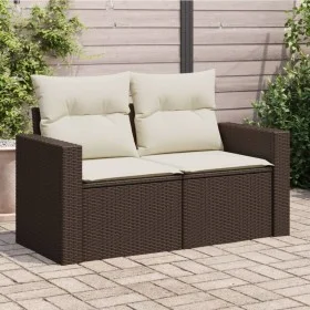 Garden sofa with cushions 2 seater brown synthetic rattan by , Outdoor sofas - Ref: Foro24-366209, Price: 159,03 €, Discount: %