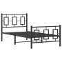 Bed frame with headboard and black metal footboard 90x190 cm by , Beds and slatted bases - Ref: Foro24-374251, Price: 94,34 €...
