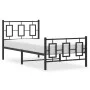 Bed frame with headboard and black metal footboard 90x190 cm by , Beds and slatted bases - Ref: Foro24-374251, Price: 94,34 €...