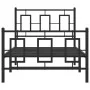 Bed frame with headboard and black metal footboard 90x190 cm by , Beds and slatted bases - Ref: Foro24-374251, Price: 94,34 €...
