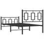 Bed frame with headboard and black metal footboard 90x190 cm by , Beds and slatted bases - Ref: Foro24-374251, Price: 94,34 €...