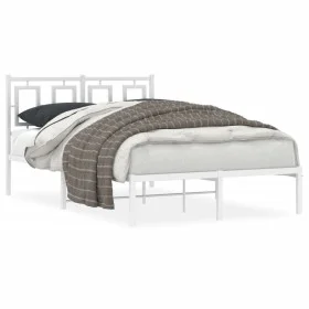 Metal bed frame with white headboard 120x190 cm by , Beds and slatted bases - Ref: Foro24-374287, Price: 98,37 €, Discount: %