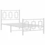 Metal bed frame with headboard and footboard white 90x190 cm by , Beds and slatted bases - Ref: Foro24-374300, Price: 82,90 €...