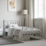 Metal bed frame with headboard and footboard white 90x190 cm by , Beds and slatted bases - Ref: Foro24-374300, Price: 82,90 €...