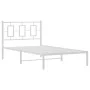 Metal bed frame with white headboard 100x200 cm by , Beds and slatted bases - Ref: Foro24-374285, Price: 73,74 €, Discount: %