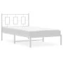 Metal bed frame with white headboard 100x200 cm by , Beds and slatted bases - Ref: Foro24-374285, Price: 73,74 €, Discount: %