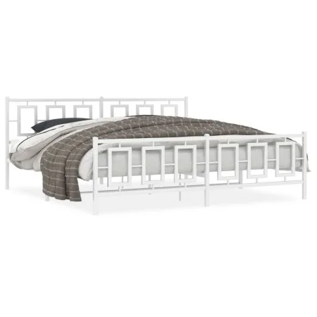 Metallbettgestell mit Kopf- und Fußteil weiß 193x203 cm von , Betten und Lattenroste - Ref: Foro24-374314, Preis: 147,55 €, R...