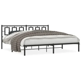 Bed frame with black metal headboard 193x203 cm by , Beds and slatted bases - Ref: Foro24-374247, Price: 126,13 €, Discount: %