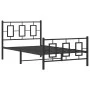 Bed frame with headboard and black metal footboard 100x190cm by , Beds and slatted bases - Ref: Foro24-374253, Price: 89,93 €...