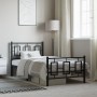 Bed frame with headboard and black metal footboard 100x190cm by , Beds and slatted bases - Ref: Foro24-374253, Price: 91,19 €...