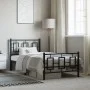 Bed frame with headboard and black metal footboard 100x190cm by , Beds and slatted bases - Ref: Foro24-374253, Price: 89,93 €...