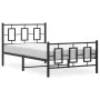Bed frame with headboard and black metal footboard 100x190cm by , Beds and slatted bases - Ref: Foro24-374253, Price: 89,93 €...