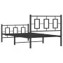 Bed frame with headboard and black metal footboard 100x190cm by , Beds and slatted bases - Ref: Foro24-374253, Price: 89,93 €...