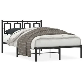 Bed frame with black metal headboard 120x200 cm by , Beds and slatted bases - Ref: Foro24-374239, Price: 105,09 €, Discount: %