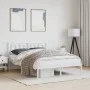 White metal bed frame with headboard 140x200 cm by , Beds and slatted bases - Ref: Foro24-374291, Price: 103,78 €, Discount: %