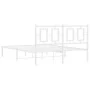 White metal bed frame with headboard 140x200 cm by , Beds and slatted bases - Ref: Foro24-374291, Price: 103,78 €, Discount: %