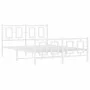 Metal bed frame with headboard and white footboard 140x200 cm by , Beds and slatted bases - Ref: Foro24-374309, Price: 126,71...