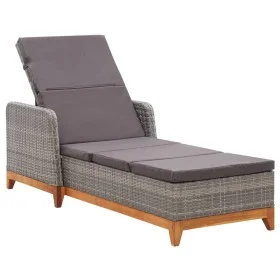 Lounger in synthetic rattan and solid gray acacia wood by vidaXL, Loungers - Ref: Foro24-46013, Price: 210,62 €, Discount: %