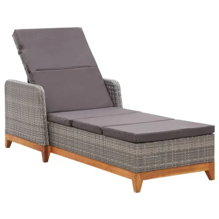 Lounger in synthetic rattan and solid gray acacia wood by vidaXL, Loungers - Ref: Foro24-46013, Price: 210,62 €, Discount: %