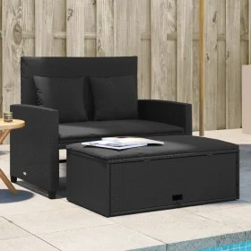 2-seater garden sofa with black synthetic rattan cushions by , Outdoor sofas - Ref: Foro24-365132, Price: 277,55 €, Discount: %