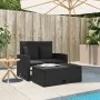 2-Sitzer-Gartensofa mit schwarzen synthetischen Rattankissen von , Outdoor-Sofas - Ref: Foro24-365132, Preis: 277,55 €, Rabat...