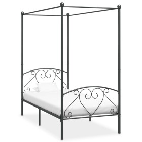 Estructura de cama con dosel metal gris 90x200 cm