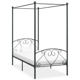 Gray metal canopy bed frame 90x200 cm by vidaXL, Beds and slatted bases - Ref: Foro24-284440, Price: 128,30 €, Discount: %