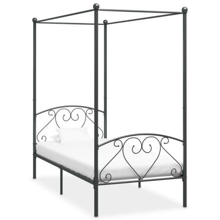 Estructura de cama con dosel metal gris 90x200 cm de vidaXL, Camas y somieres - Ref: Foro24-284440, Precio: 128,21 €, Descuen...