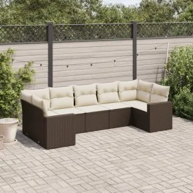 7-piece garden sofa set with brown PE rattan cushions by , Garden sets - Ref: Foro24-3219383, Price: 487,21 €, Discount: %