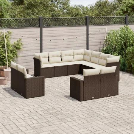 Garden sofa set 11 pieces with brown synthetic rattan cushions by , Garden sets - Ref: Foro24-3219123, Price: 708,43 €, Disco...