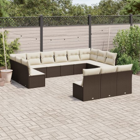 Set de sofás de jardín con cojines 13 piezas ratán PE marrón de , Conjuntos de jardín - Ref: Foro24-3250232, Precio: 799,88 €...