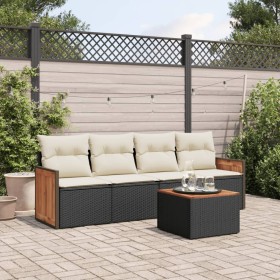 5-teiliges Gartenmöbel-Set und schwarze synthetische Rattankissen von , Gartensets - Ref: Foro24-3259858, Preis: 297,77 €, Ra...