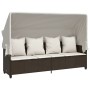 Lounger with hood and brown synthetic rattan cushions by , Loungers - Ref: Foro24-368354, Price: 268,77 €, Discount: %