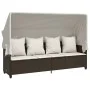 Lounger with hood and brown synthetic rattan cushions by , Loungers - Ref: Foro24-368354, Price: 279,11 €, Discount: %